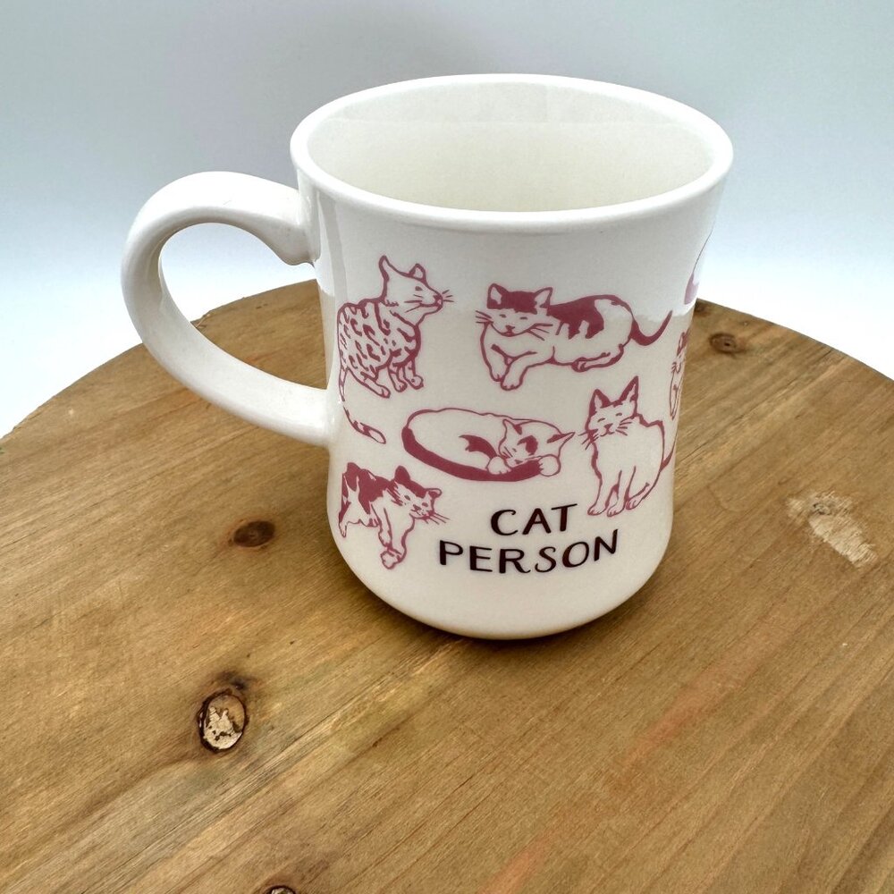 Opalhouse Cat Person Diner Mug Ivory pink cats gold text “cat person” mug cup ho